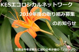 KESエコロジカルネットワーク　2019年度取組み内容のお知らせと参加申し込みご案内